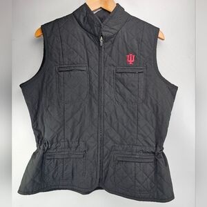 Kate Lord IU Indiana University Hoodiers Quilted Lightweight Vest Black XL